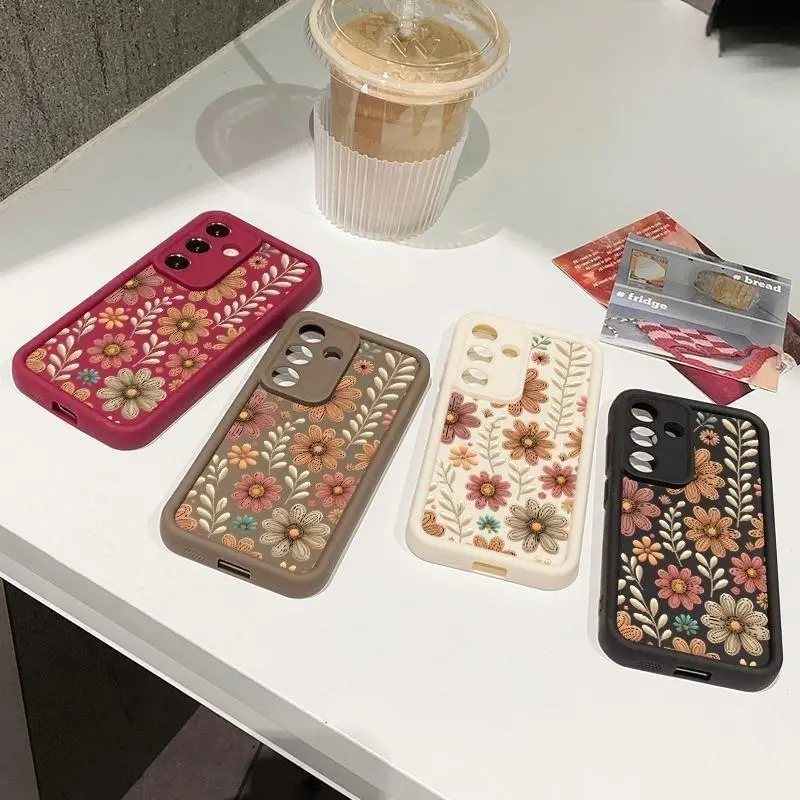 Phone Case Compatible with Galaxy S26 S23 Ultra S24 Plus S25 S22+ Vintage Floral Pattern Shockproof Silicone TPU Bumper Drop Protection Cover Smartphone Casing