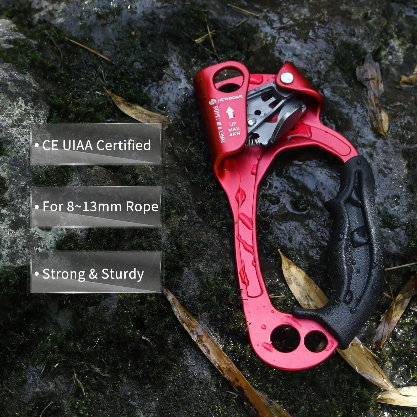 Right Hand Ascender Rope Climbing Device, Anti-slip Hand Climber Gear for Mountaineering Caving Outdoor Rock Climbing