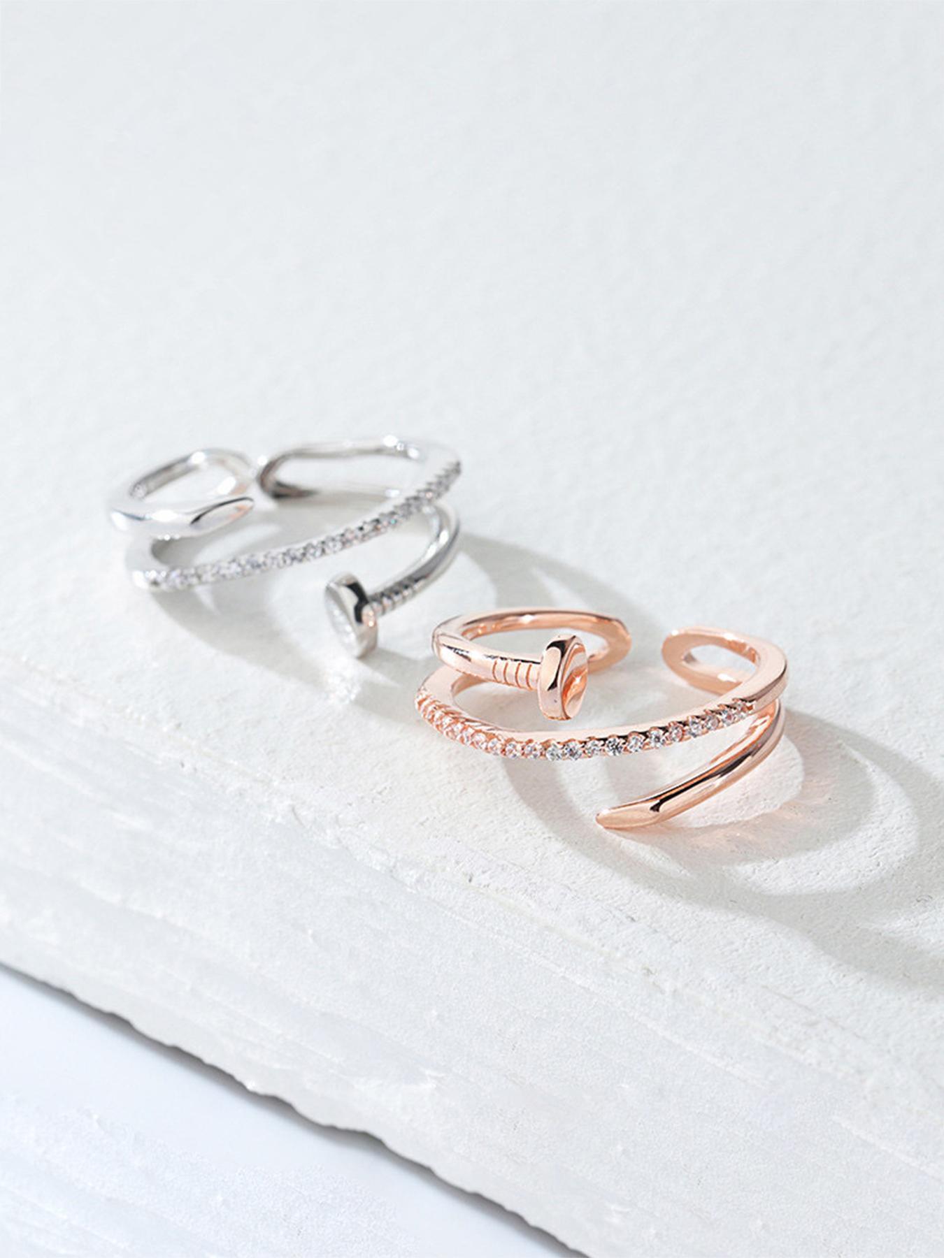 925 Sterling Silver Fashionable Wrap Nail Design Ring, Fashion Jewelry for Party, Daily Clothing Decor, Trendy All-match & Exquisite Jewelry for Birthday Gift, Elegant Everyday Ring, Elegant Casual Ring, Statement Rings