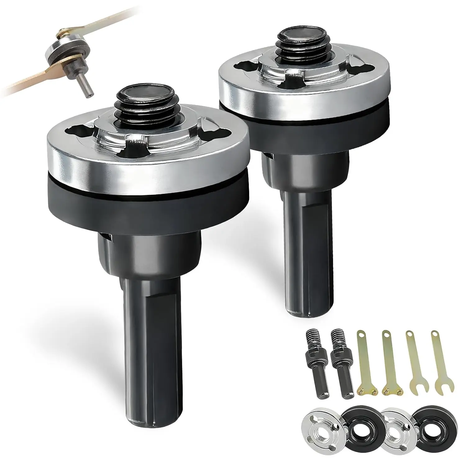 Electric Drill Angle  Connecting Rod Set,2 Set Angle  Attachments Set, Drill Arbor Mandrel Adaptor with   Flange Nuts and Spanner Wrench Conversion Tool (10mm)