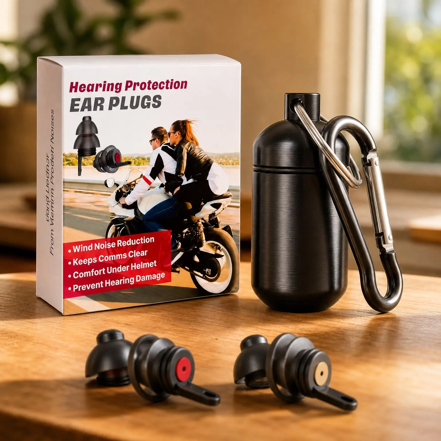 Motorcycle Ear Plugs for Wind Noise Reduction 25dB, Reusable 2 Pairs - Soft Silicone Hearing Protection for Motorbike, Commuting, Touring, Racing - Moto Accessories, Biker Gifts
