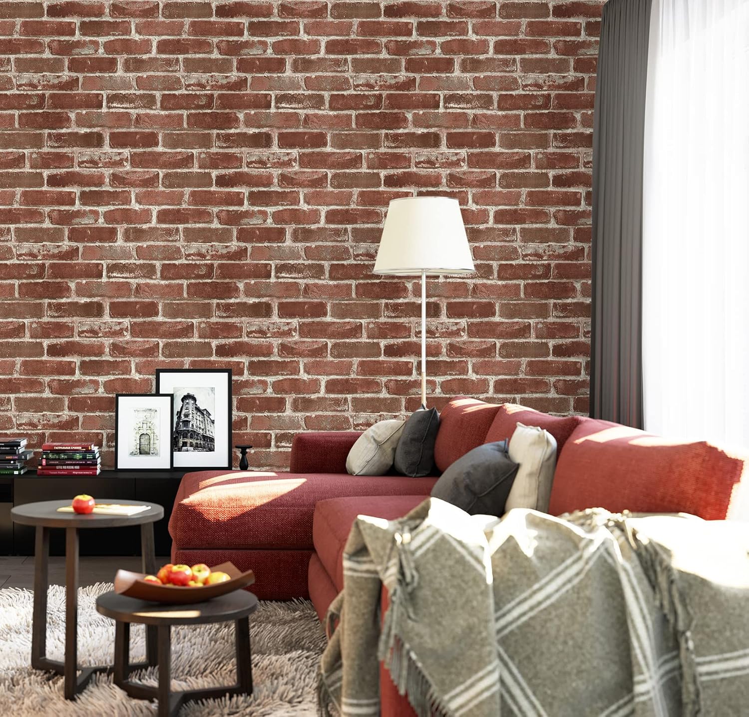 Brick Pattern Peel & Stick Self-Adhesive Wallpaper, 118-Inch Long 17.5-Inch Wide, Waterproof Removable for Bedroom DIY Theme Party Furniture Renovation Brick Pattern Peel & Stick Self-Adhesive Wallpaper, 118-Inch Long 17.5-Inch Wide, Waterproof Removable for Bedroom DIY Theme Party Furniture Renovation