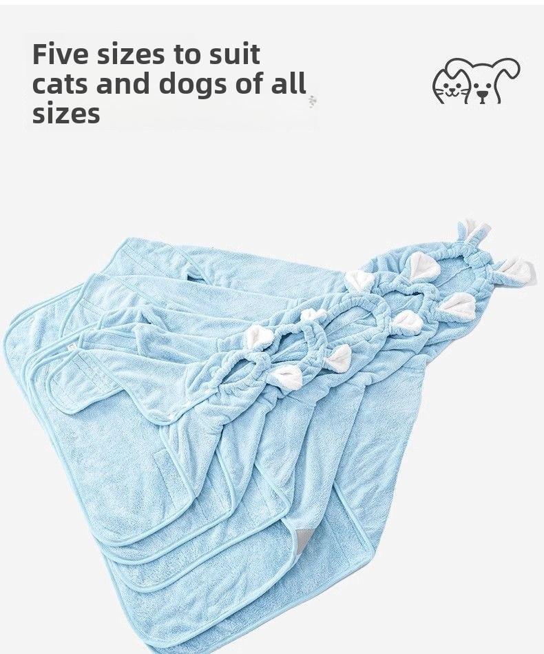 Hooded pet bathrobe, dog clothes, cat towel, super absorbent, soft, quick-drying, specialized for bathing and drying dogs