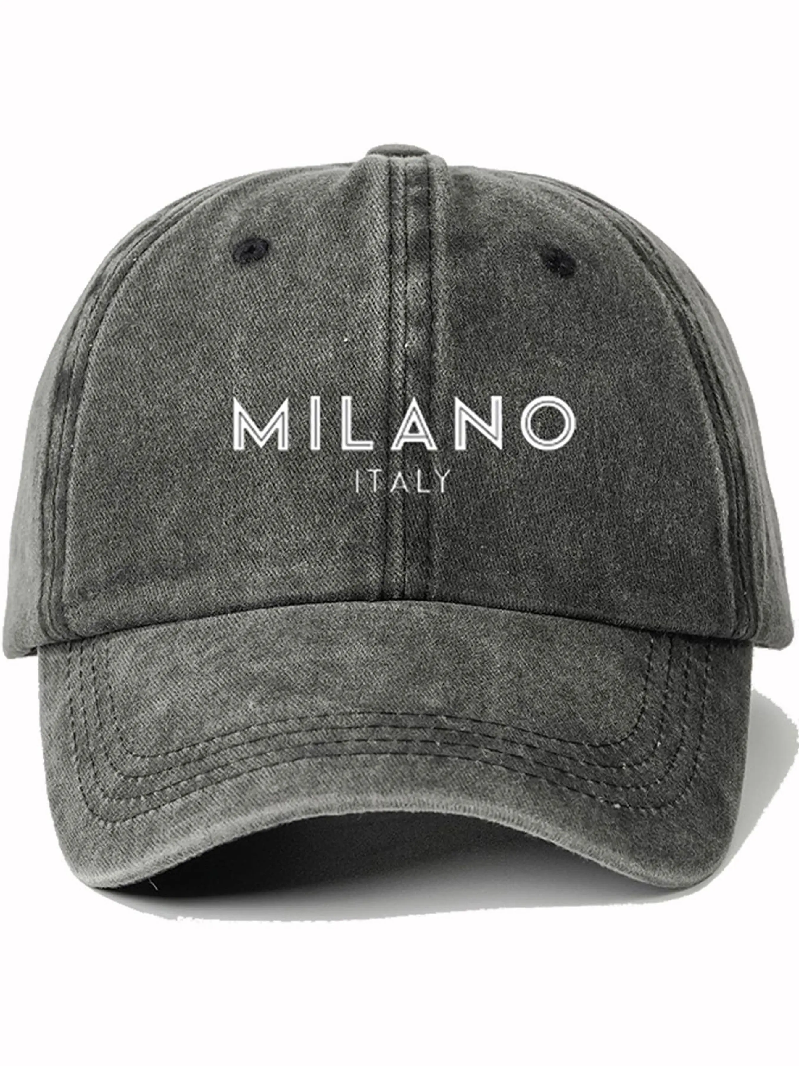 Milano Italy Printed Baseball Hat, Unisex Soft Crown Cap, Fashion Casual Sunshade Hat, Solid Color Brimmed Hat for Couples