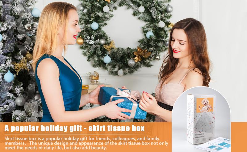 Funny Skirt Tissue Box Cover Vintage Classy Cute Lady Skirt Tissue Box Holder Rectangular Creative Unique Decorative Tissue Box Cover for House Bathroom Living Room Bedroom & Office Orange