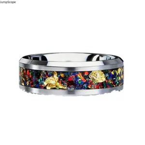Unique Sparkly Mixed Gem Inlay Men’s Statement Ring, Ideal For Alternative Wedding Bands, Streetwear Styling, Biker Outfits & Meaningful Gifts For Him