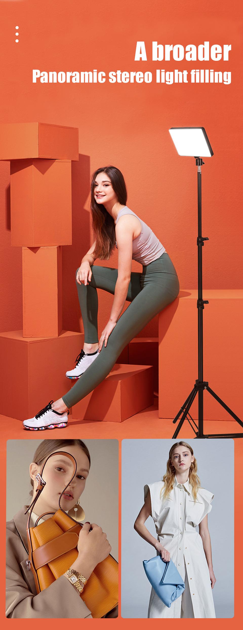 LED Video Light Kit with Adjustable 43.3" Tripod Stand and Phone Holder - USB-Powered On-Camera Lighting for Content Creation, Non-Waterproof, Versatile Use, No Battery Required