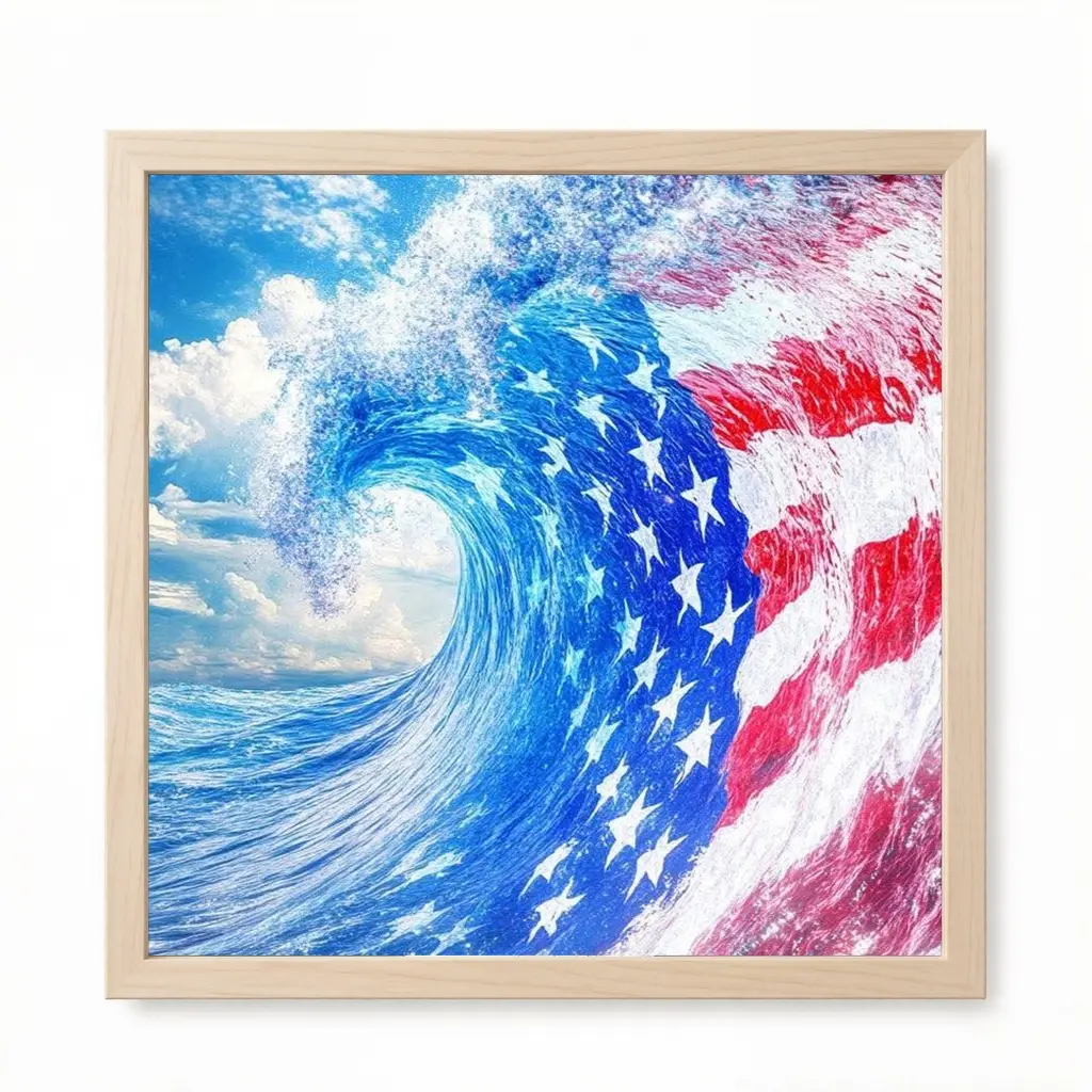 1 Piece 2D Flat Unframed Handmade DIY Diamond Painting Kit | American Flag Wave Pattern | High-Definition Art | Vibrant Colors & Shiny Diamonds | Home Decoration | Perfect for Handicraft Enthusiasts & Gifting