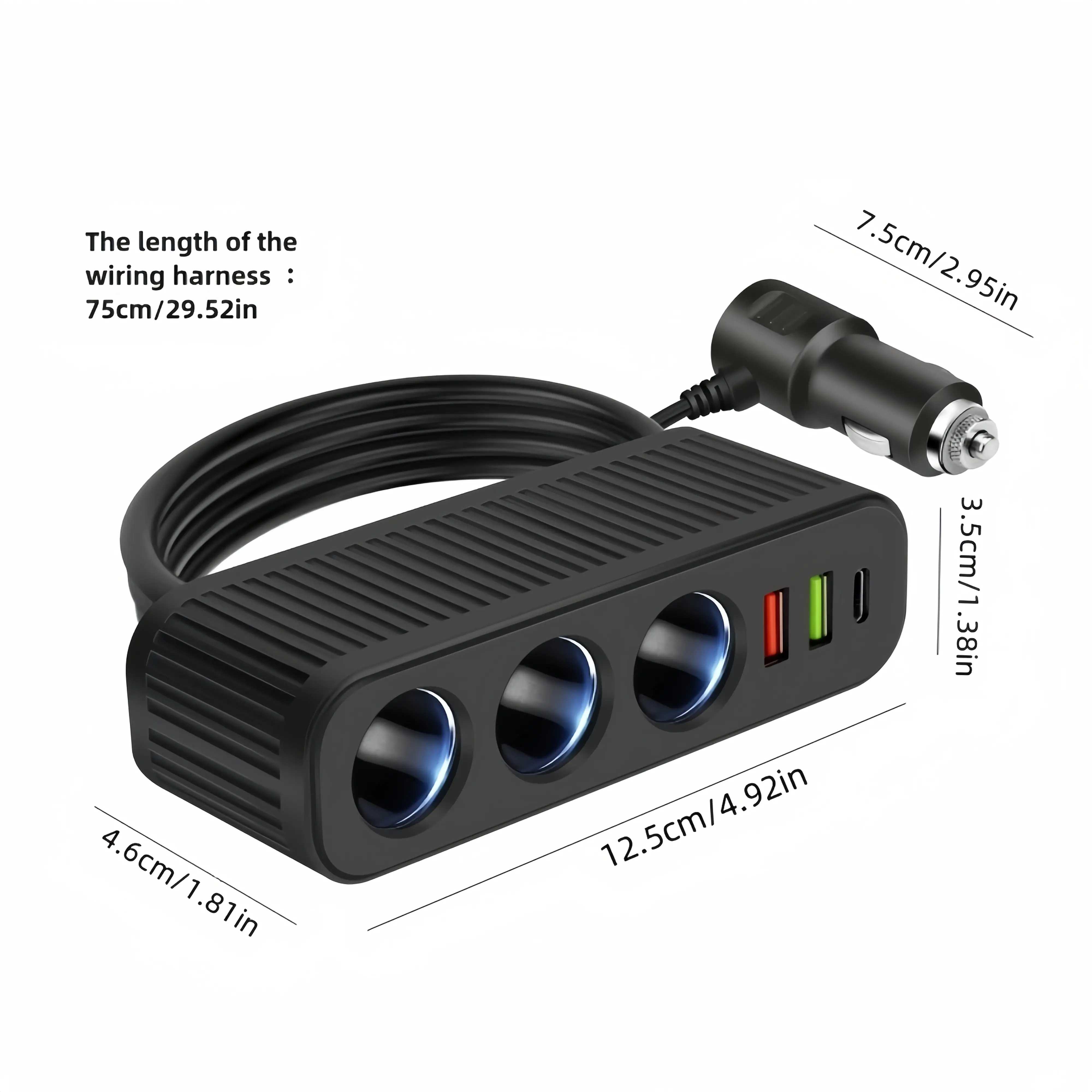 6in 1 120W Multi-Purpose Car Charger Adapter • 3-Socket Car Plug Splitter [12V/24V] • 30W & QC3.0 USB, Dual USB Charging Ports • 1 PD Power Adapter for Cellphones, Tablets as Well as Laptops