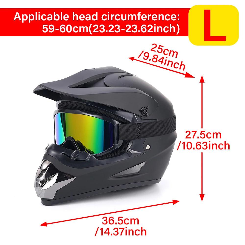 Black Off-Road Motorcycle Helmet ATV Dirt Bike UTV Helmet with Goggles Gloves and Mask DOT Certified Matte Black Trendy Look Complete Set