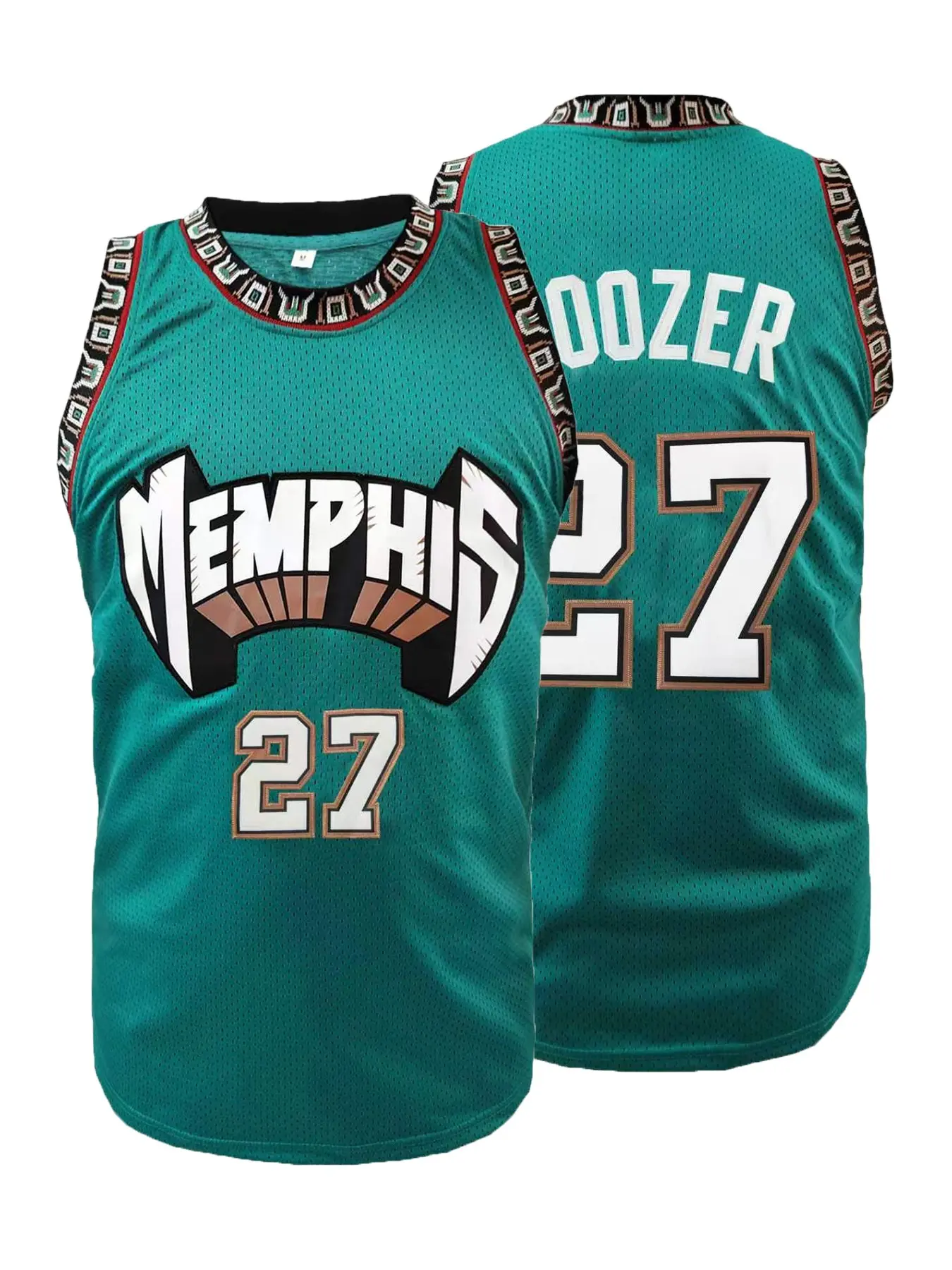 Men's Memphis #27 Basketball Jersey,Retro Embroidered Breathable Sleeveless Shirt, Vintage Sports Tank Top for Fans Training Casual Wear