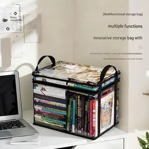 2026 New Foldable Clear PVC Book Storage Box, Dustproof Desktop Book Organizer for Student Home & Classroom Book Sorting summervibes