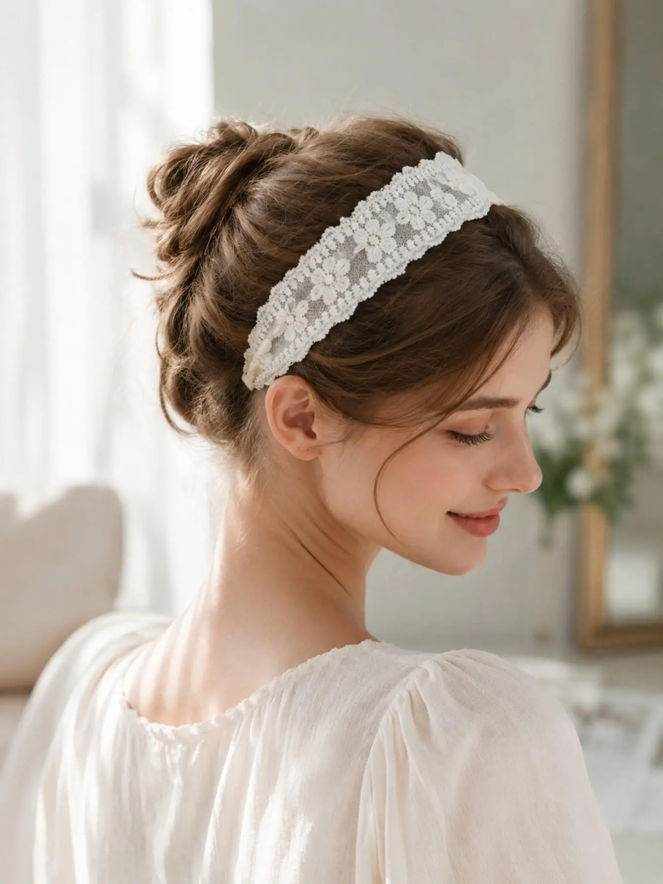 Floral Lace Headband for Women, Wide Hairband for Daily Wear & Special Occasions, Elegant Accessory for All Seasons