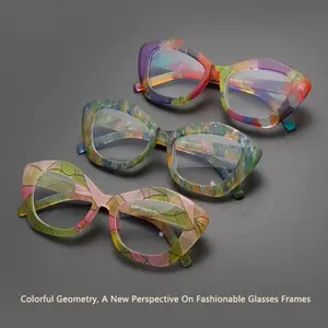 Unisex Irregular Marble Anti-Blue Light Glasses - Lightweight Durable Computer Gaming Glasses with Fashion Frames, Flat Lens Eyewear for Office Study Use, Lightweight Durable Glasses