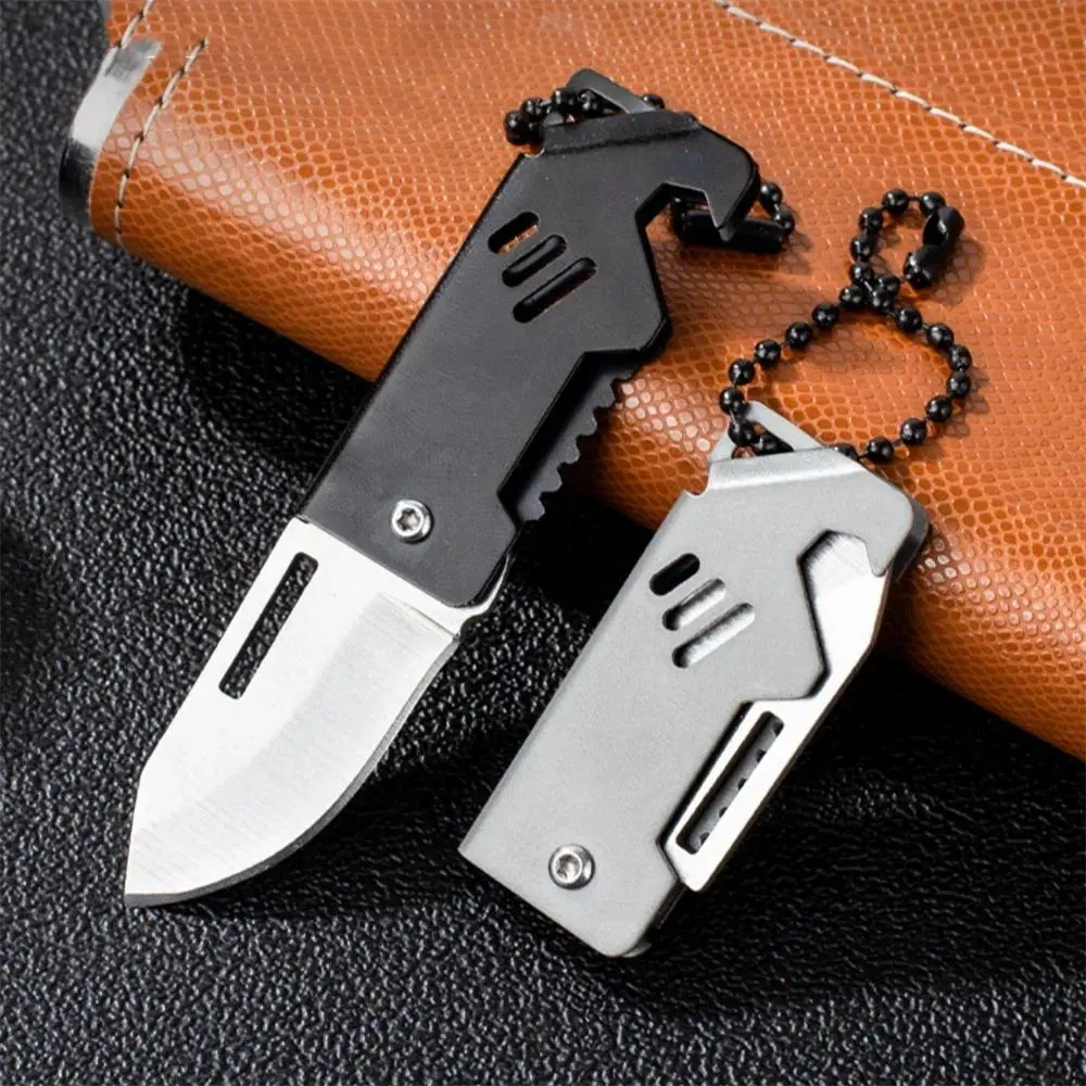 Key Chain Pendant Compact Bottle Opener Pocket Knife Outdoor Folding Knife For Camping Fishing Keyring