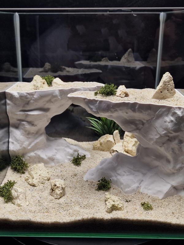 3D Printed Aquarium Rock Cave Decorations, No Assembly Required, Realistic Habitat for Reptiles, Small Fish, Aquatic Pets, Tank Accessories