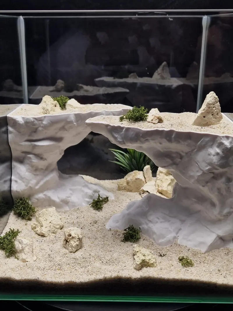 3D Printed Aquarium Rock Cave Decorations, No Assembly Required, Realistic Habitat for Reptiles, Small Fish, Aquatic Pets, Tank Accessories