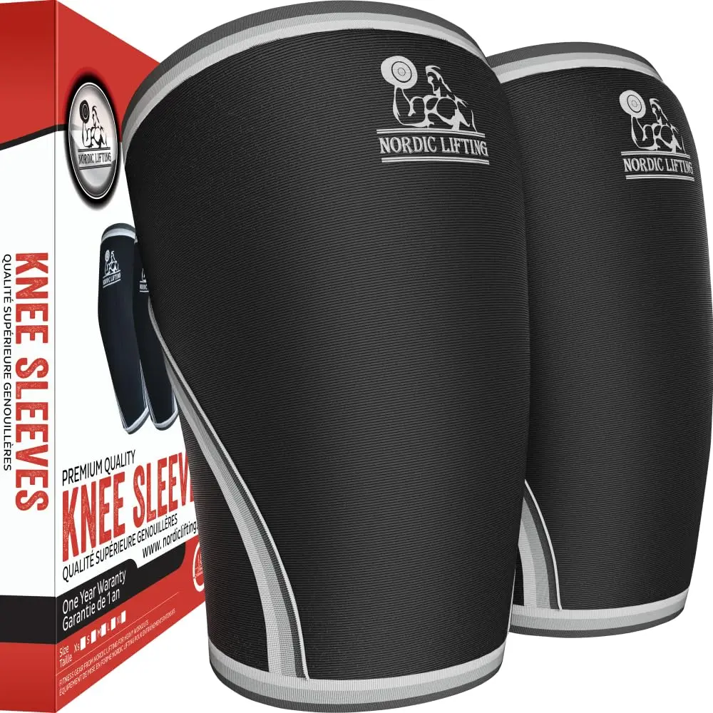 Unisex Knee Sleeves (1 Pair), 7mm Neoprene Slip-On Leg Compression Sleeve for Weight Lifting, Squat Support & High-Impact Work Out