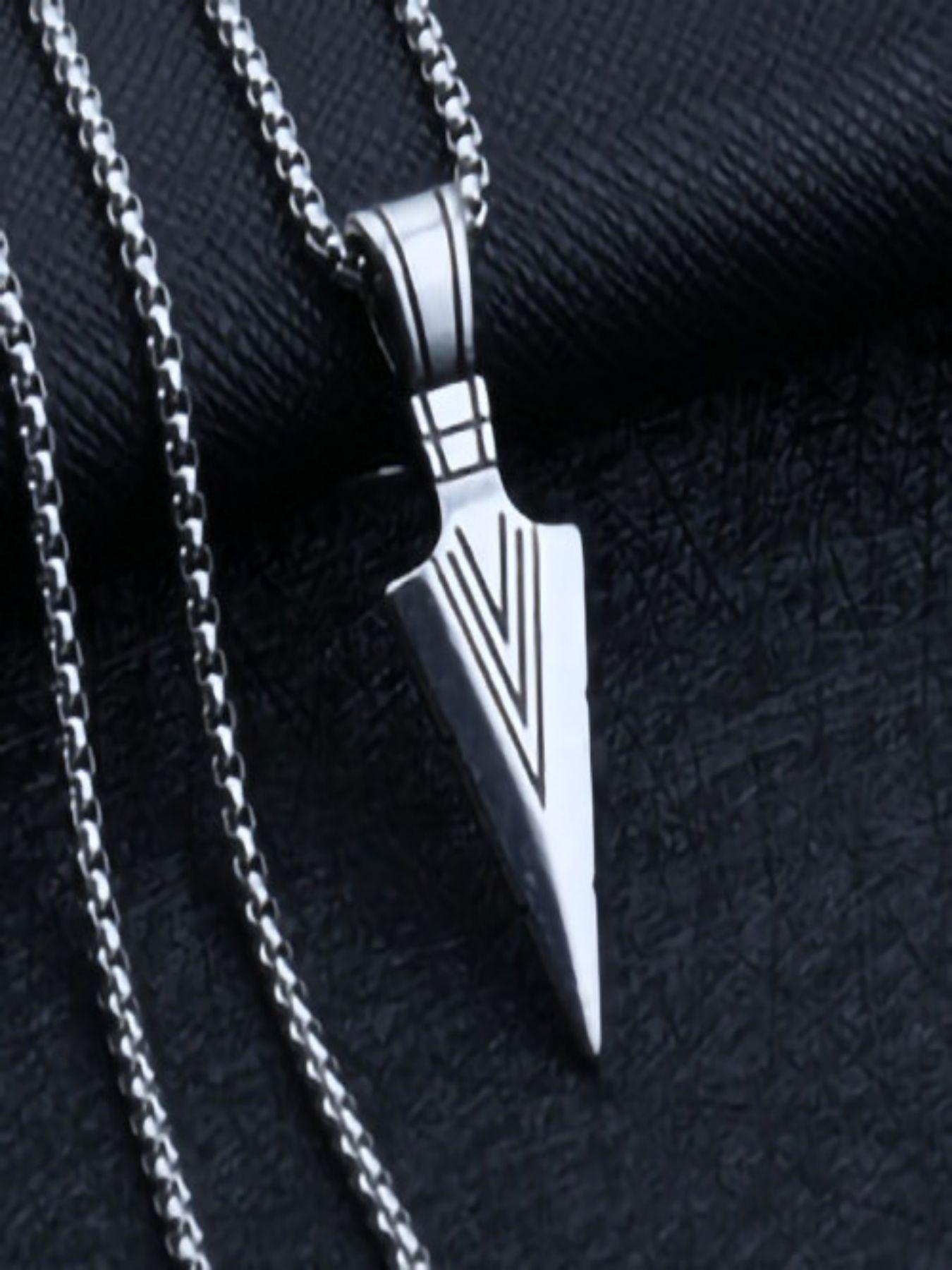 Punk Style Arrow Design Engraved Detail Pendant Necklace, Stainless Steel Jewelry for Party, Daily Clothing Decor, Trendy All-match & Exquisite Chain Jewelry for Birthday Gift