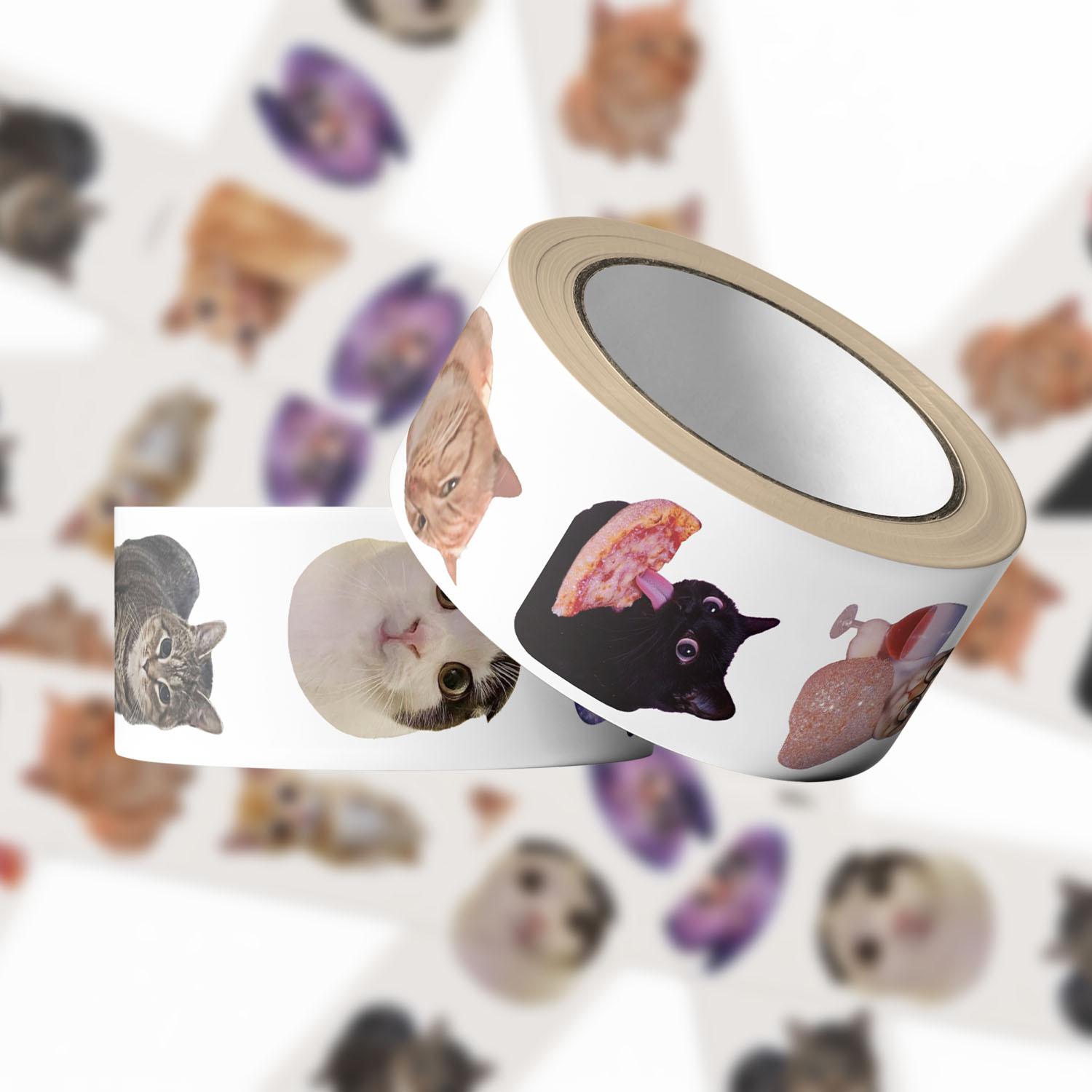 500PCS Cat Meme Stickers Roll 10 Styles Funny Cat Stickers Cute Animal ...