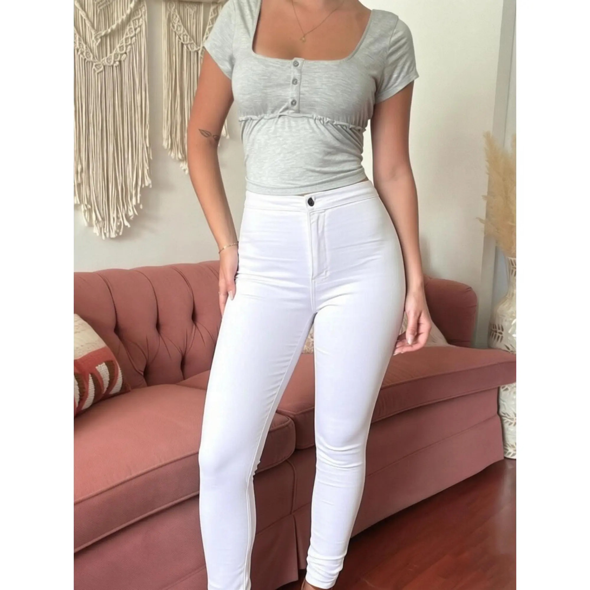 Fashion Women Pants Solid Color High Waist Skinny Pencil Pants Trousers Tummy Control Pants