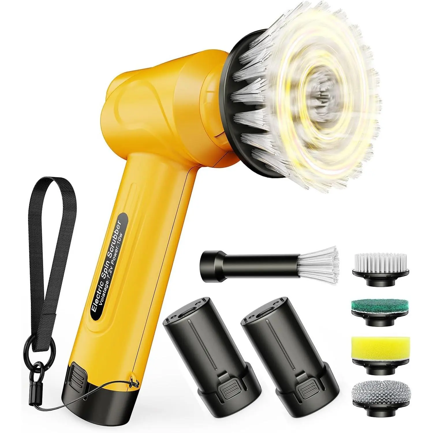 Battery Electric Spin Scrubber Q4, Handheld Scrubber for Cleaning with Display, Power Dish Scrubber with 5 Heads, Shower Cordless Cleaning Brush for Bathroom/Sink/WindowGift.
