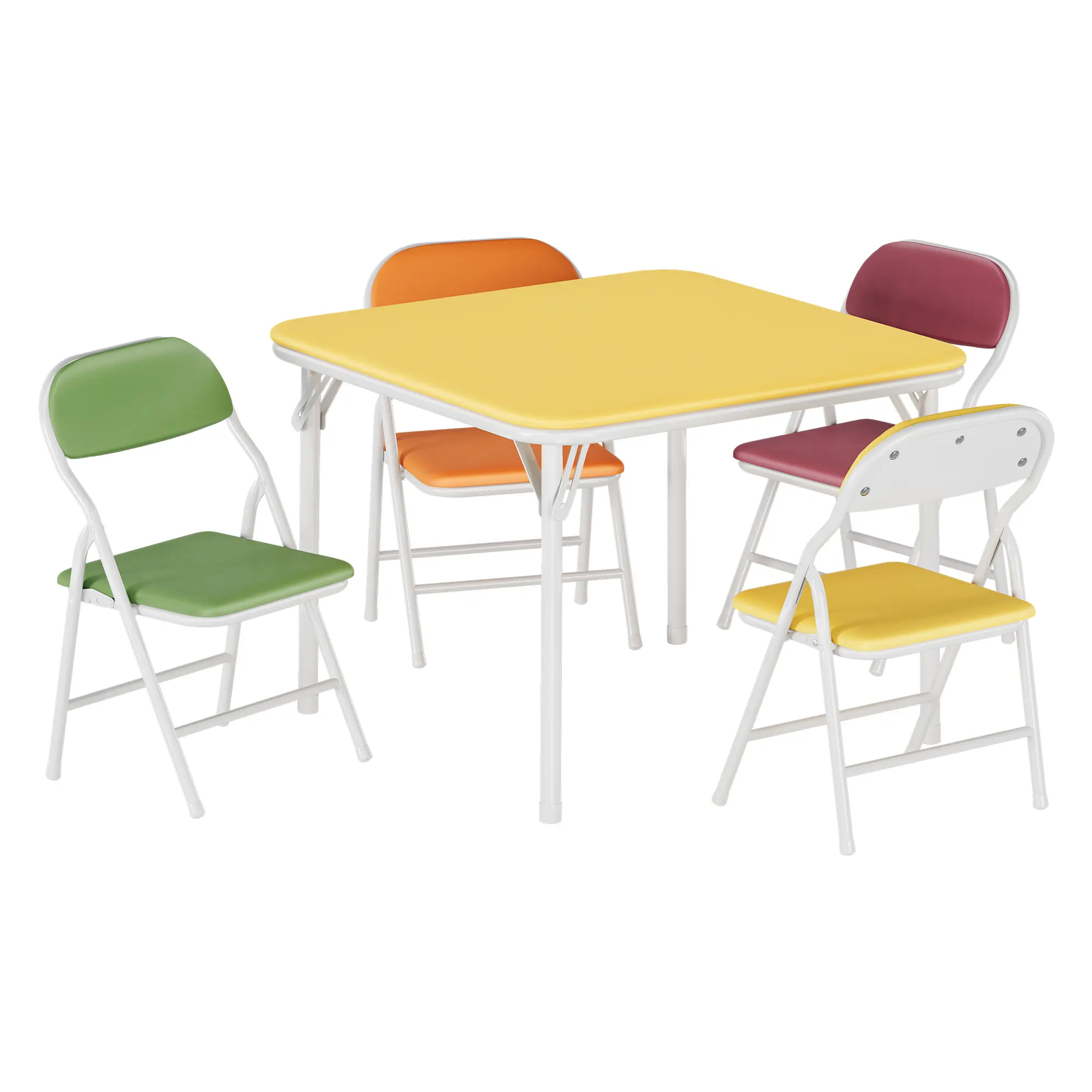 GAOMON Lightweight Collapsible Kids Table and Chairs Set – Portable 5-Piece Toddler Furniture, Space-Saving, Ideal for Dining, Crafts, Learning, Home, Educational, Ages 1-7 - Colorful/Beige/Grey/Black