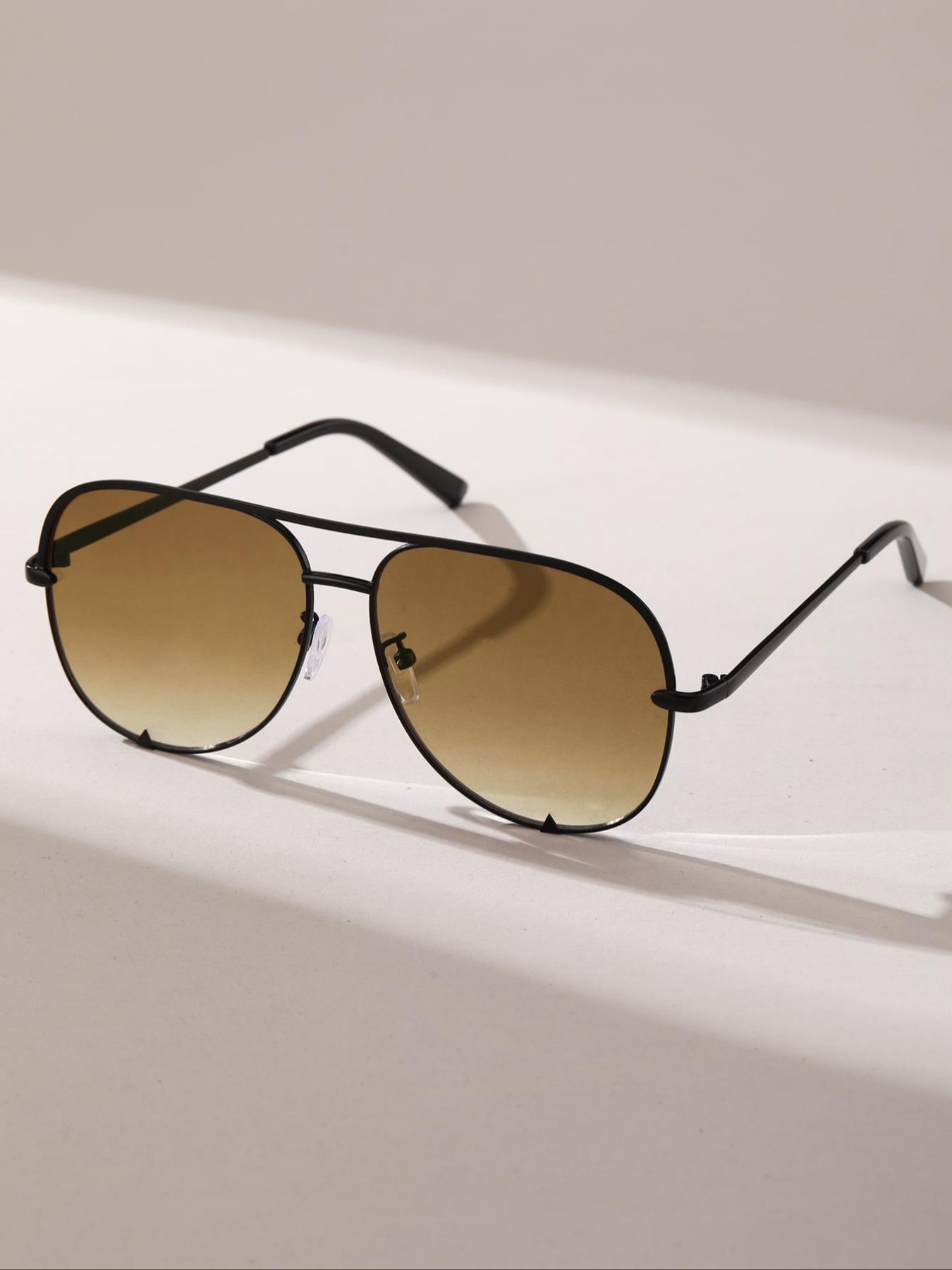 1 Pair Summer Top Bar Design Aviator Frames Sunglasses, New Personality Travel Accessories for Women & Men, Lightweight and Durable for Outdoor Sun Protection Glasses for Daily Use