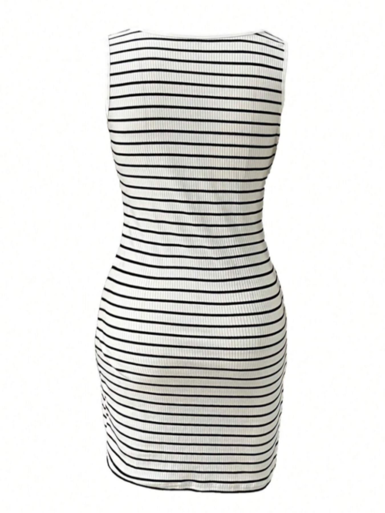 Women's Striped Print Tank Dress, Casual Sleeveless Short Dress for Summer, Ladies Clothes for Daily Wear