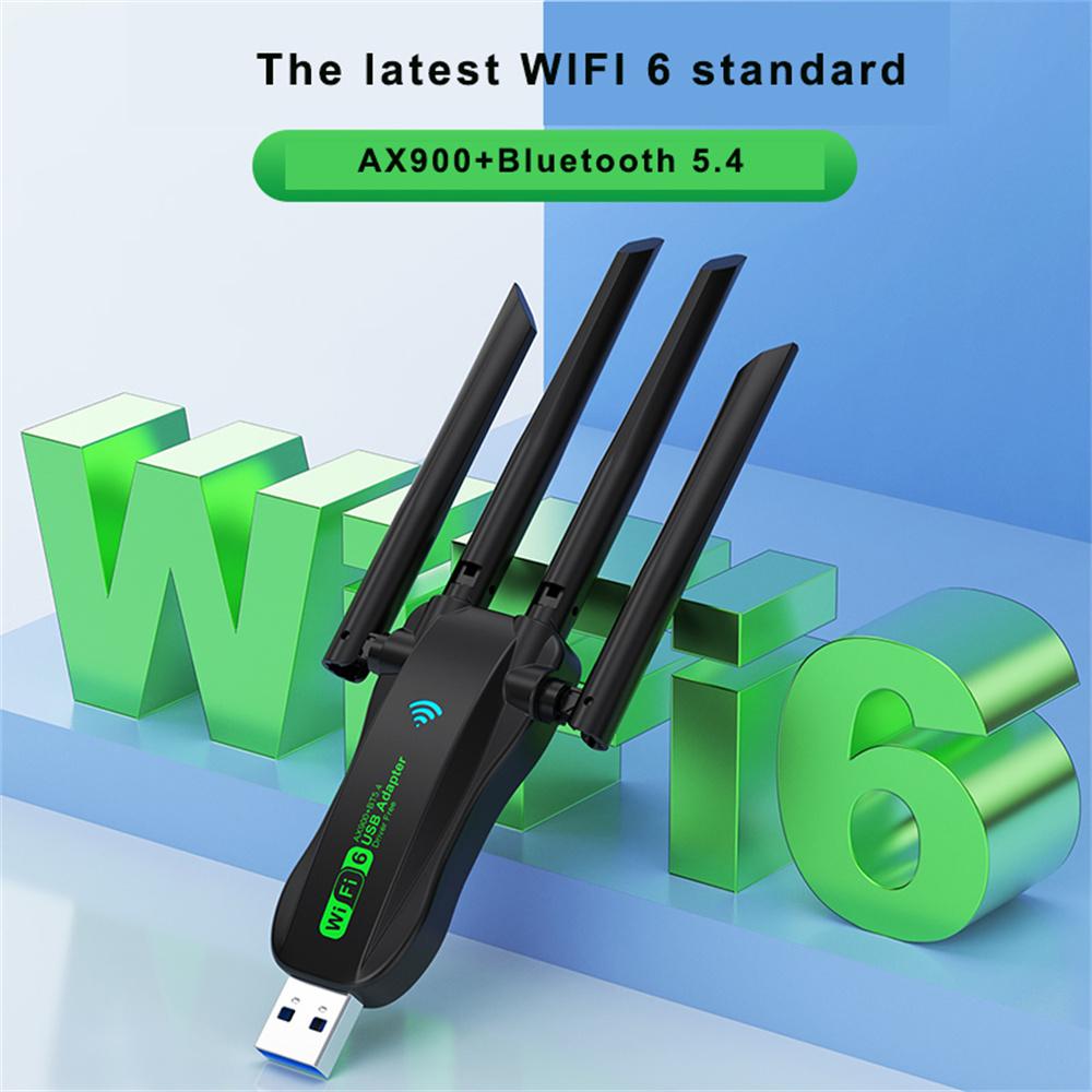 AX900 WiFi USB Adapter WiFi6 Bluetooth 5.4 Dual Band 2.4G+5.8Ghz 4 Antenna Dongle USB Wireless Card Receiver for PC/Laptop AX900 WiFi USB Adapter WiFi6 Bluetooth 5.4 Dual Band 2.4G+5.8Ghz 4 Antenna Dongle USB Wireless Card Receiver for PC/Laptop