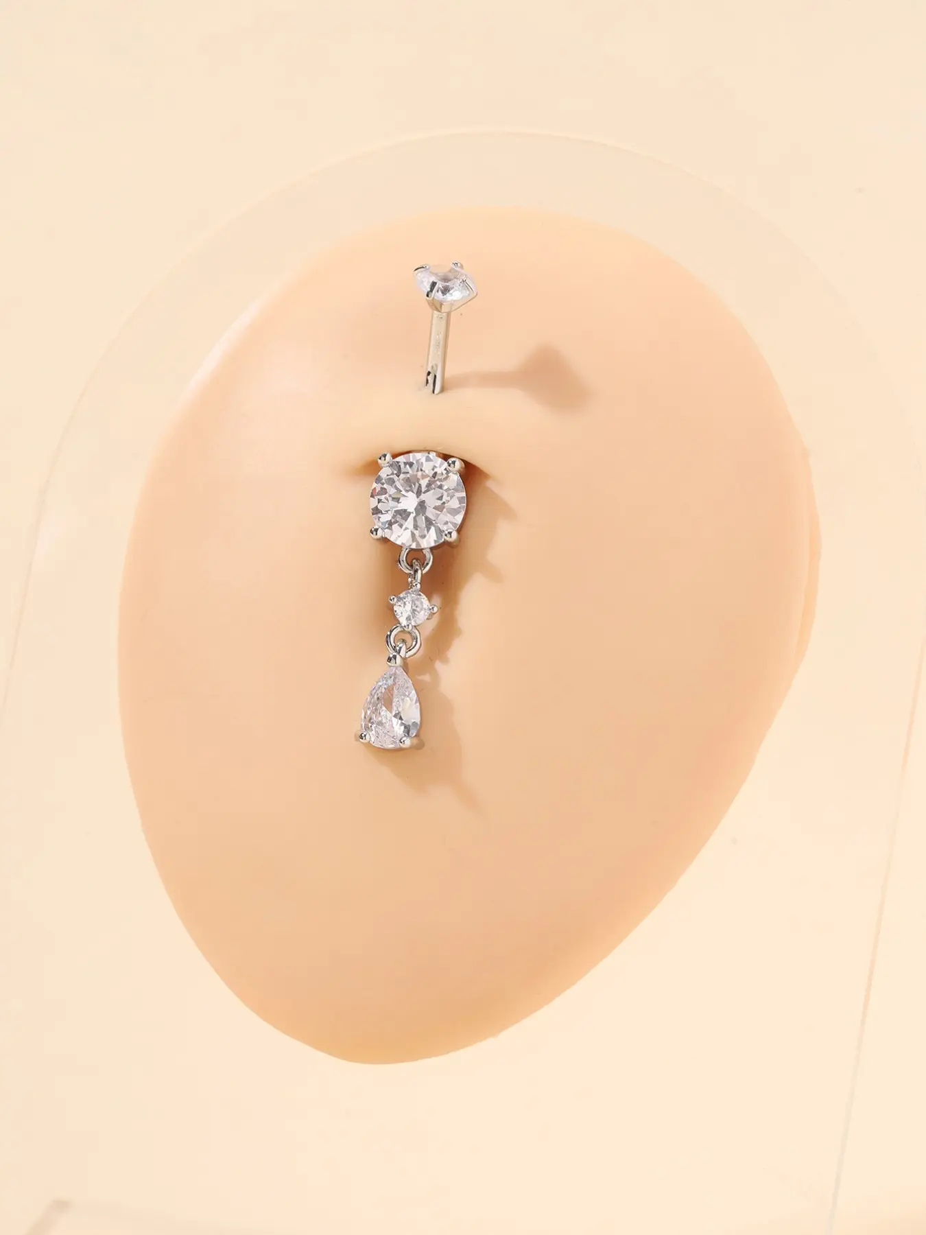 1 Pcs Copper Butterfly Long Chain Navel Ring, Zircon Embedded, Casual Style, Perfect for Birthday Parties and Daily Wear