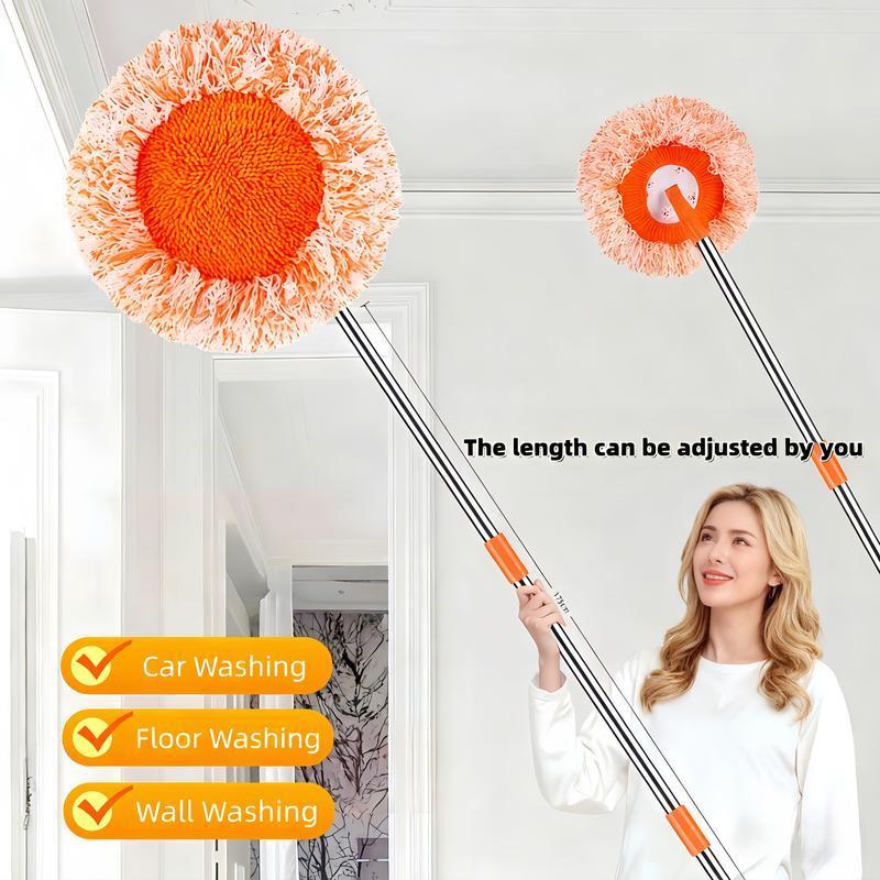 Sunflower Mop Broom,Retractable Ceiling Mop, Dust Mop, Flexible Rotating Mop, Wall Mop, Wet and Dry Mop, Floor Tile Glass Window Car Cleaning Mop, Cleaning Supplies, Cleaning Tools Household Item