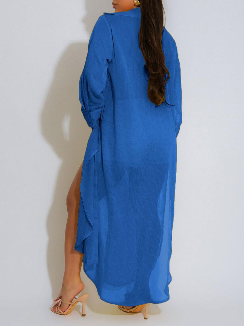 Women's Solid Color Button Front Shirt & Shorts Two-Piece Set, Casual Fashion Cozy Breathable Outfits for Daily Outdoor Wear, Women Clothes for Summer