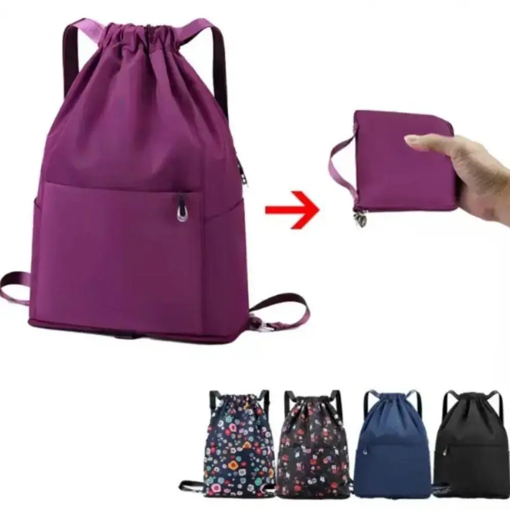 Unisex Drawstring Backpack - Waterproof, Packable, Durable Fabric Gym Bag for Sport, Hiking, Travel, All-Seasons Luggage Accessory for Clothes Storage