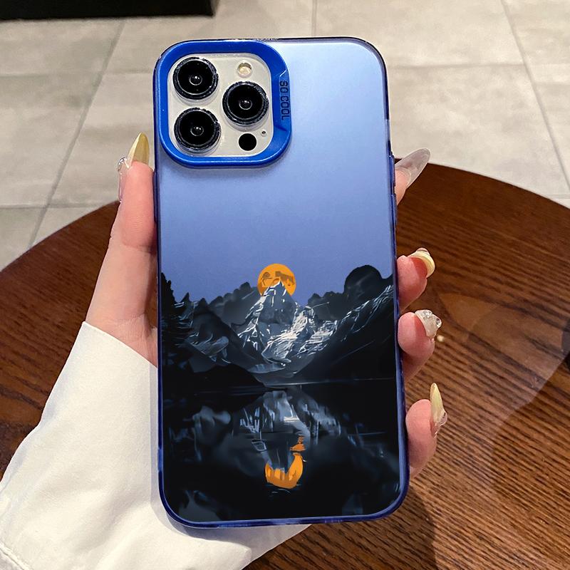Phone Case for iPhone 16 Pro Max 15 Plus 16E 14 13 12 11 XR XS Mountain View Sunset Pattern Anti-Scratch Shockproof Pocket-Friendly durable Cover