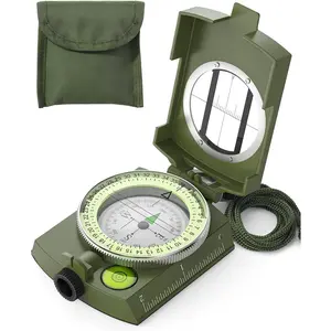 Orienteering Compass with Strap and Carrying Case Waterproof Glow in Dark Navigation Tool for Hiking Camping Backpacking Survival Gear Outdoor Essentials