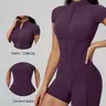 Women's Sportswear Romper, Half-Zip Stand Collar Short Sleeve Yoga Suit, Sporty Yoga Jumpsuit, Activewear Jumpsuit, High Elasticity, Breathable, Quick-Dry, Shapewear Design