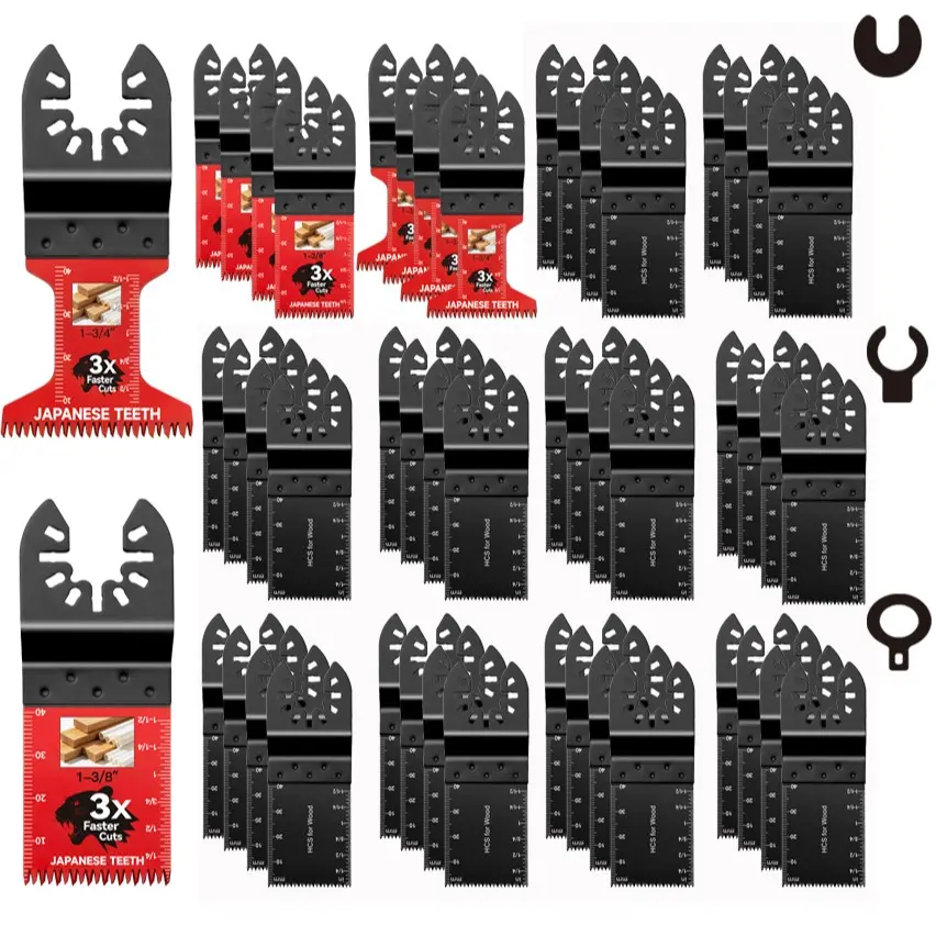 50 Pcs Oscillating Multi Tool Replacement Blades, Japanese Tooth Saw Blades for DIY Wood Cutting, Home Repair Tools