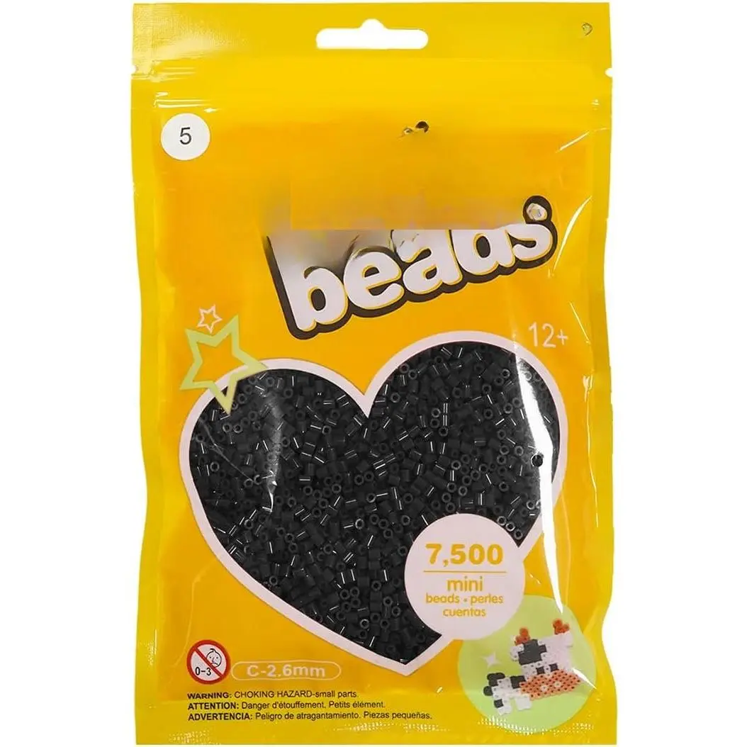 Mini Fuse Beads 7500 Melty Beads Compatible 2.6 mm  and Hama Bead (Black)