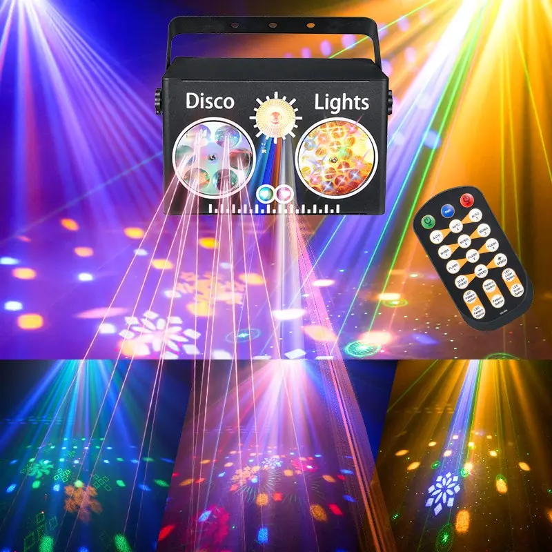 DJ Disco Projection Lamp, Voice-Controlled Party Lamp, Stage Lamp, Atmosphere Lamp, With Remote Control and Support for DMX512, Suitable for Bars, KTVs, Weddings, Festivals, Stage Performances, Dancing, Christmas, Halloween, Birthdays