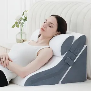 3pcs Adjustable Foam Wedge Pillow Set | Sleeping, Surgery, Back, Neck & Acid Reflux Relief | Snoring, Post, Adjustable Support | Bed Rest, Headboard, Triangular Cushion