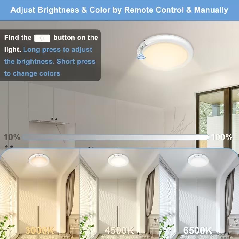 Adjustable Rechargeable LED Ceiling Light, Motion Sensor Ceiling Lamp with 3 Lighting Colors, Safe 5V Energy-Efficient Light for Living Room, Study, Kitchen & Stairs, Magnetic Installation