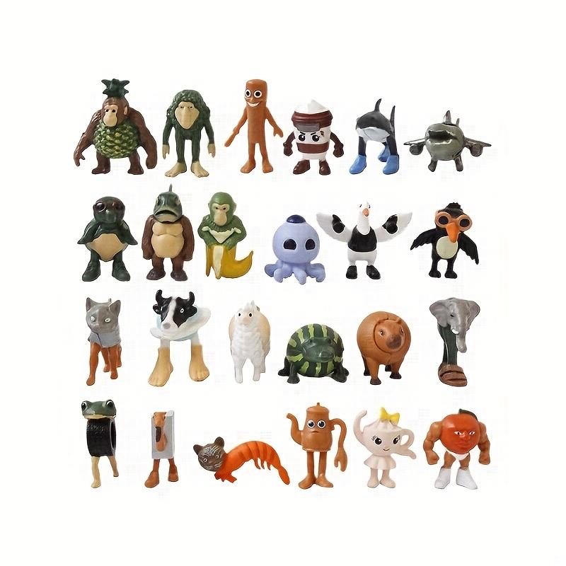 24-Piece Cute Cartoon Rhythm Box Figurine Set, Unique Multi-Color Character Designs for Car and Desk Decor, PVC Anime Statues Collectible Figurines for Holiday Gifts and Collectibles