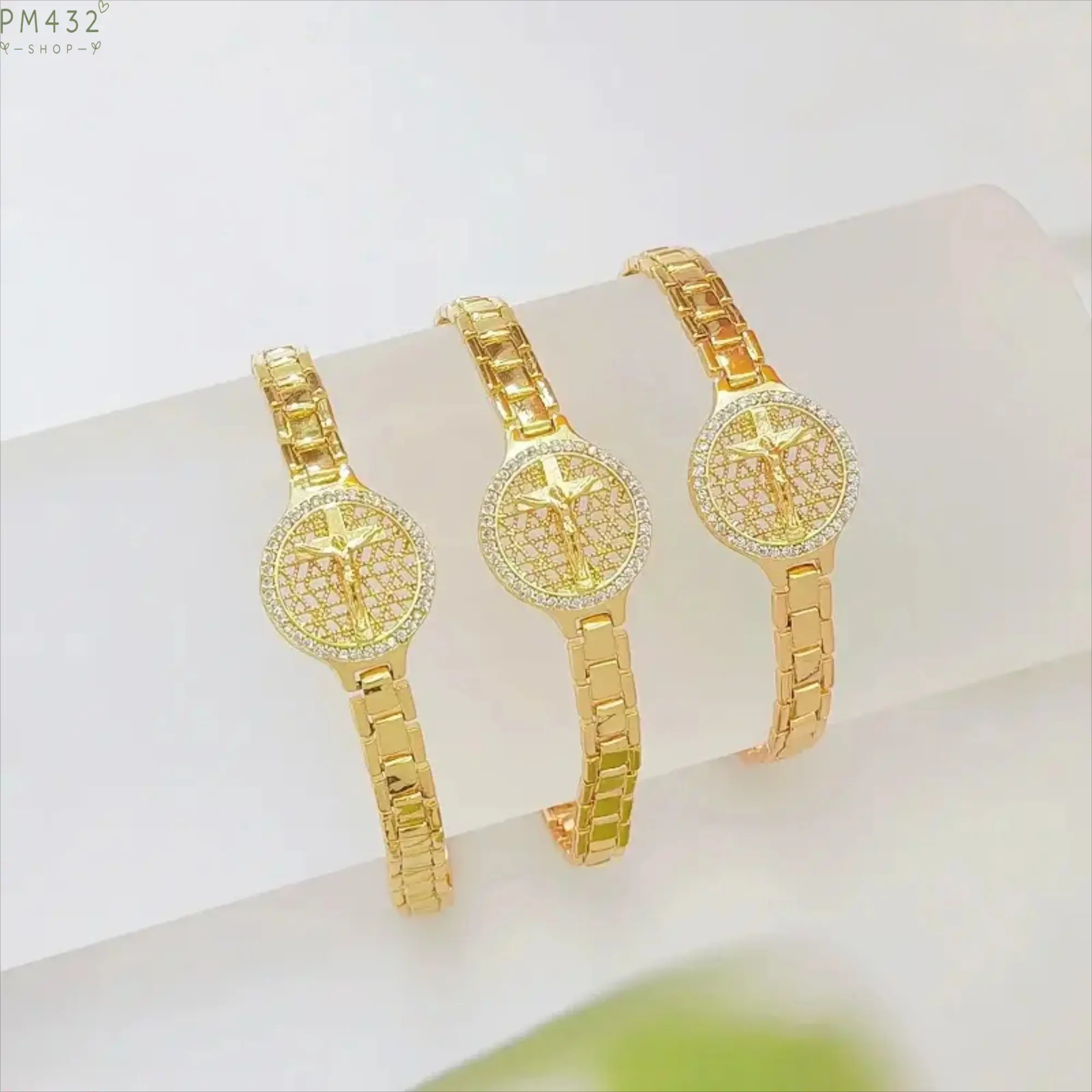 14K Gold Plated Cross Bracelet for Women, CZ Faith Charm Chain Bracelet, Inspirational Religious Jewelry with Engraved Message, Dainty Adjustable Christian Gift Bracelet for Her, Meaningful Birthday, Holiday & Everyday Wear Jewelry