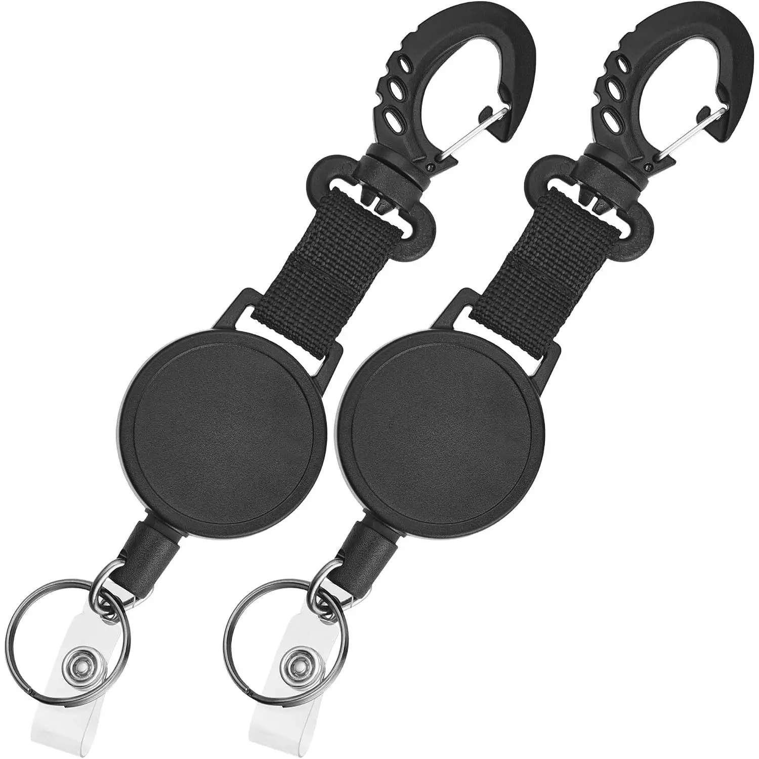 Retractable  Reels - 2 Pack - Lanyard Extender with Carabiner Hook - 35.5 Inch Extendable Wire - Metal Ring for  - Snap Strap for Badges, ID Cards, and Name Tag Holders