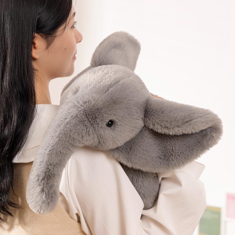 45/60CM Furry Lying Elephant Plush Toys Stuffed Animal Doll Cute Gray White Brown Elephant Soft Pillow Cushion Sofa Decoration