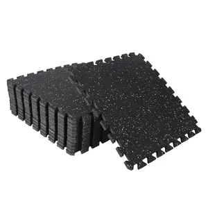 12 Tiles Gym Flooring Mats, 0.56" Thick 48 Sq Ft Interlocking Exercise Mats Rubber Top EVA Foam, Waterproof Non-Slip Floor Protector for Home Gym Garage Weight Lifting