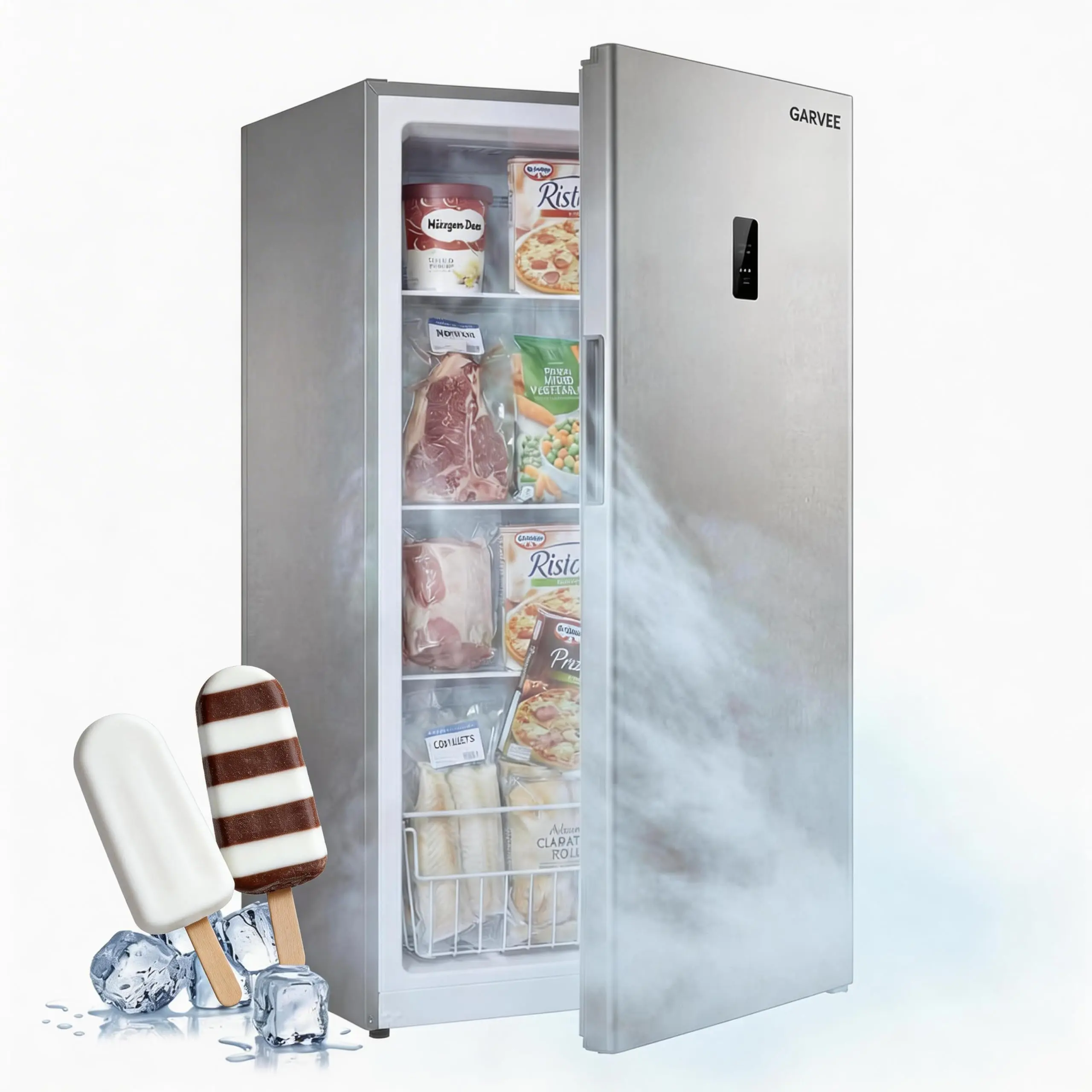 14 Cu.Ft Upright Freezer, Stand Up Freezer with Adjustable Shelves, Mechanical Temperature Control, rated, Frost Free, Freestanding Deep Freezer for Garage, Kitchen, Home Use