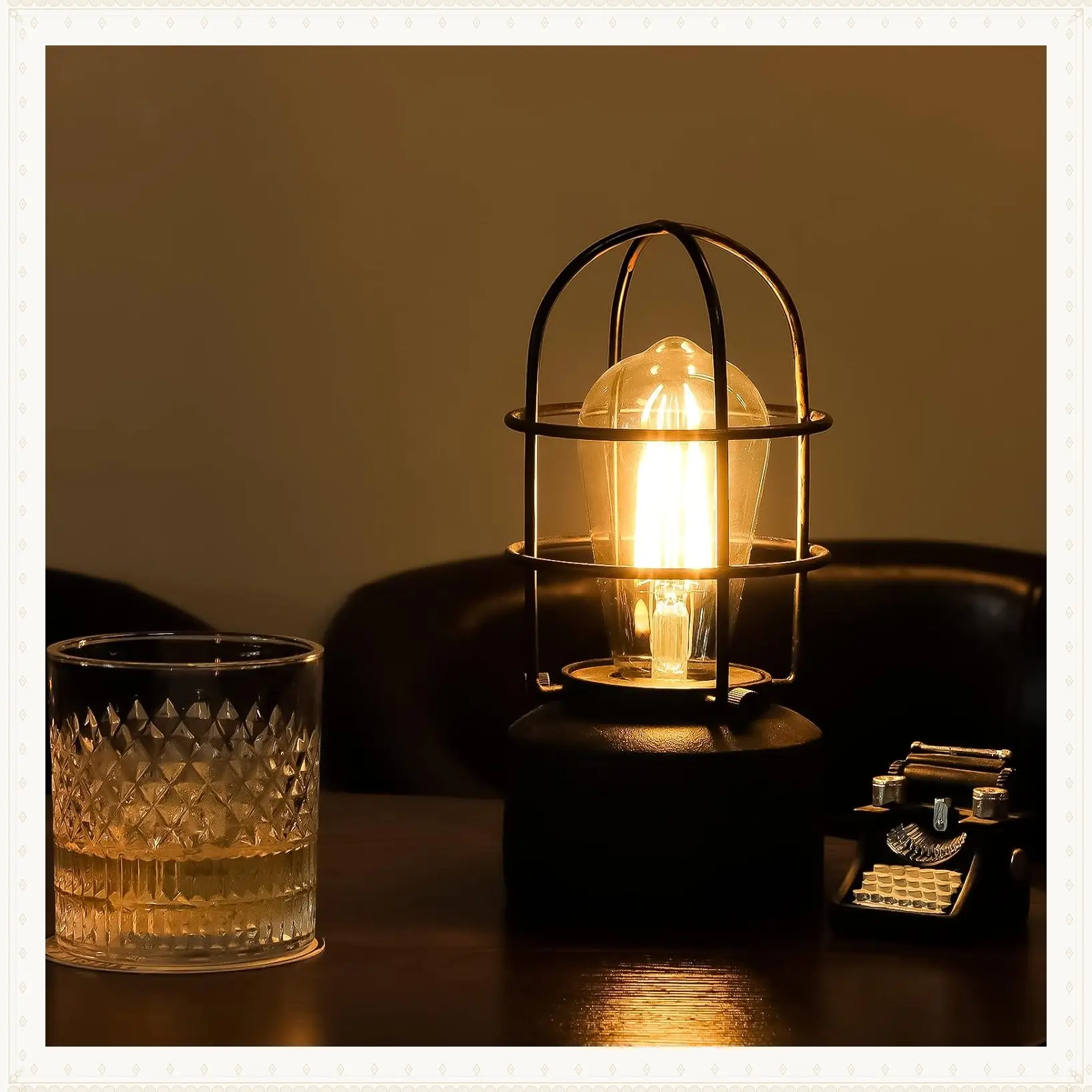 Touch Control Table Lamp, 3-Way Dimmable, Bulb Included – Industrial Steampunk Nightstand Lamp for Small Spaces, Bedroom, Living Room, Dorm, OfficeGift