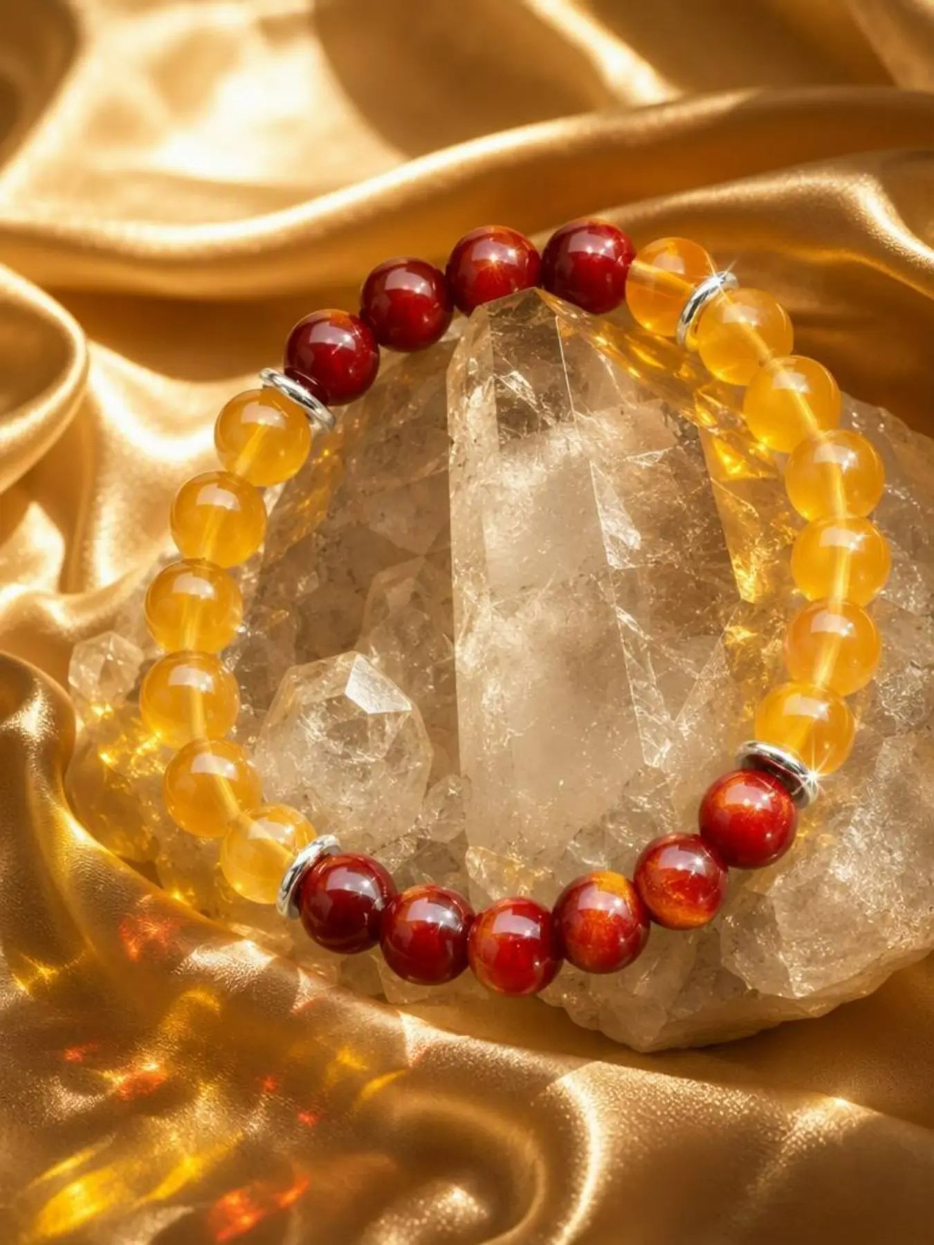 Manifestation Bracelet for Abundance and Prosperity, Double Layered Red Crystal Beaded Bracelet with Gold Tone Lock Charm, Elegant Good Luck Protection Jewelry, Stunning Success Amulet, Meaningful Birthday Anniversary Gift for Her, Aesthetic Daily Wear Ac
